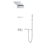 Square Shape designed 4 function solid brass thermostatic wall mounted concelad shower set with large size control board