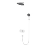 Round Shape designed 2 function solid brass thermostatic wall mounted concelad shower set with large size control board and angle adjustable over head shower