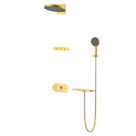 Round Shape designed 4 function solid brass thermostatic wall mounted concelad shower set with large size control board and angle adjustable top shower