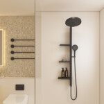 Jasupi Elegant Series 3 function thermostatic Shower Mixer set with three-level storage shelf